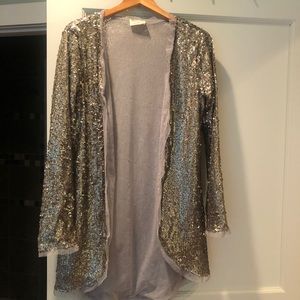 Gold sequin open cardigan